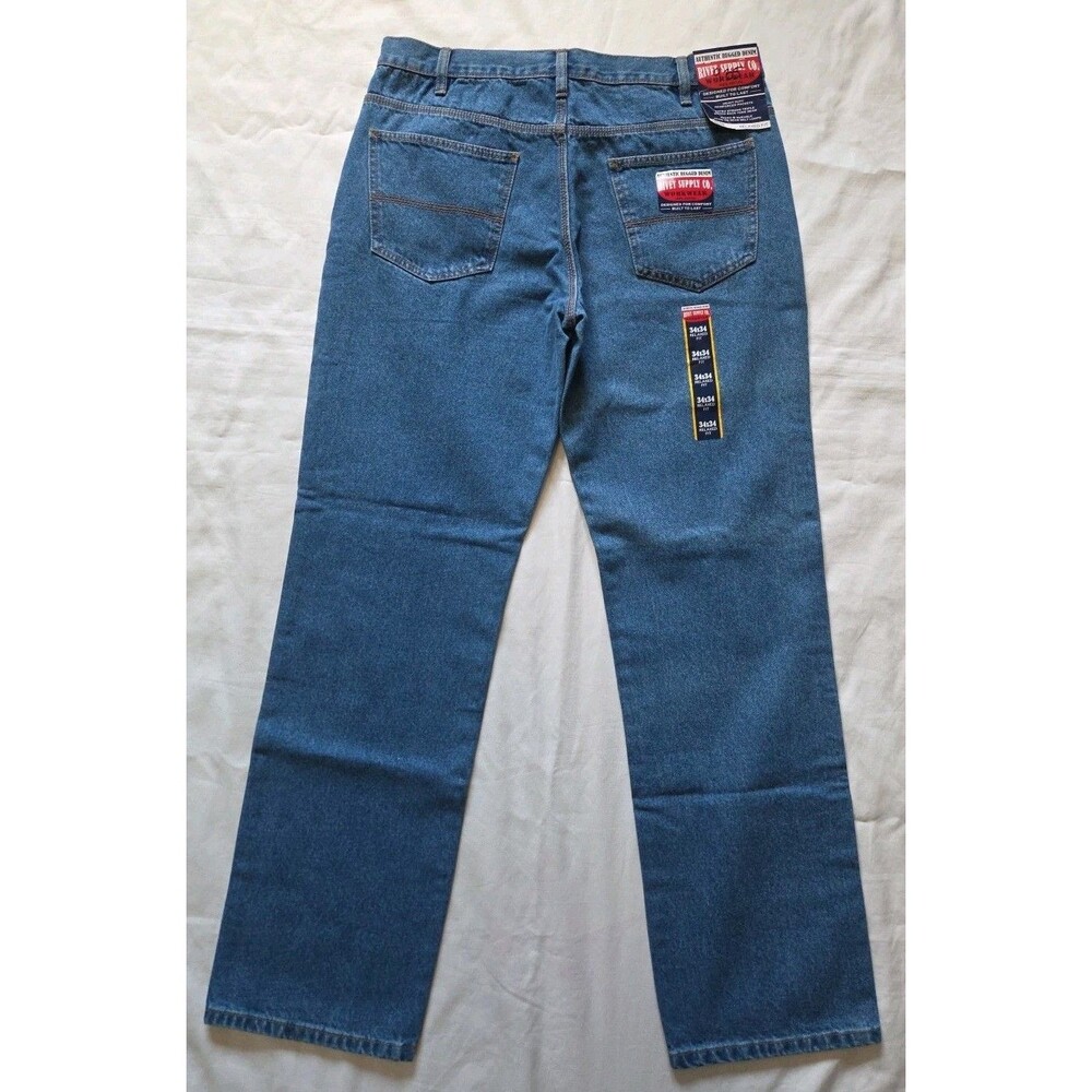 NWT Mens 5 Pocket Rivet Supply Co Denim Relaxed Fit Jeans 34W x 34L Work Wear